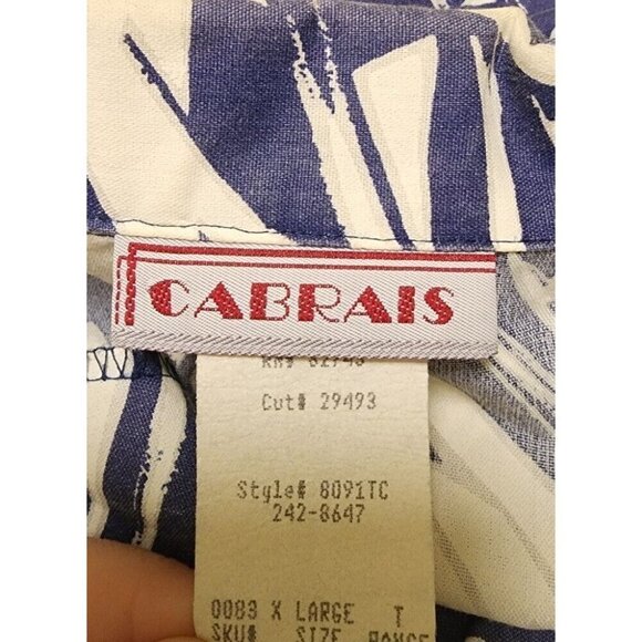 Womens 80s 90s Vintage Palm Print Shirt Size XL Blue Tropical - Picture 6 of 7